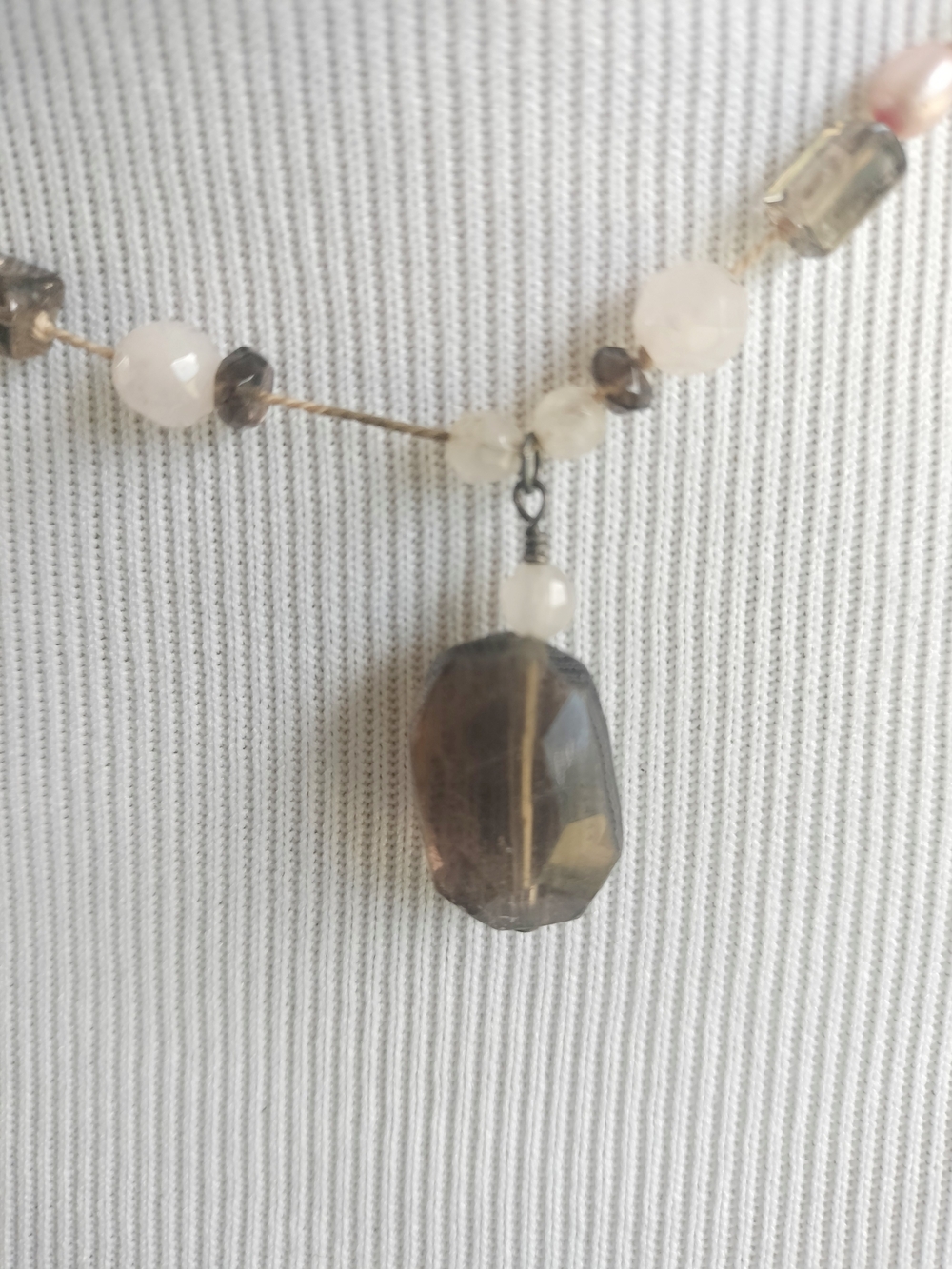 Silpada Handcrafted Smoky Quartz Pendant Necklace 925 Clasp 16" With Adj Ext
